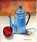 Art: Blue Coffee Pot by Artist Catherine Darling Hostetter