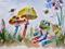 Art: Frog and Mushrooms by Artist Delilah Smith