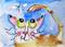 Art: Cat and Bee by Artist Delilah Smith