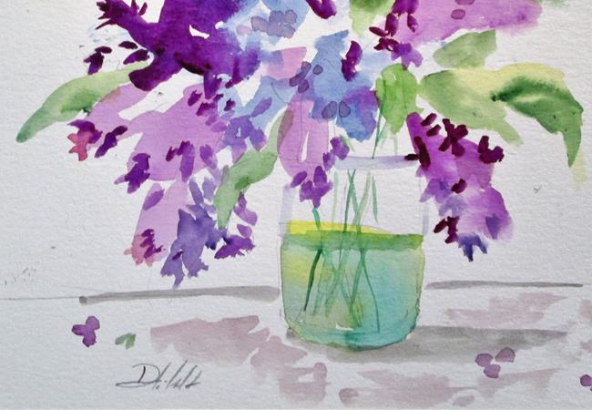 Art: Lilacs in Water=sold by Artist Delilah Smith