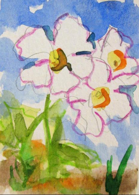 Art: White Flowers Aceo by Artist Delilah Smith