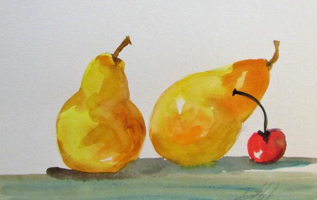 Art: Two Pears and a Cherry by Artist Delilah Smith