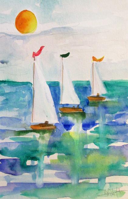 Art: Three Sailboats No. 2 by Artist Delilah Smith