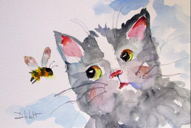 Art: Cat and Bee No. 4 by Artist Delilah Smith