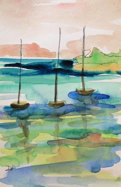 Art: Three Sailboats by Artist Delilah Smith