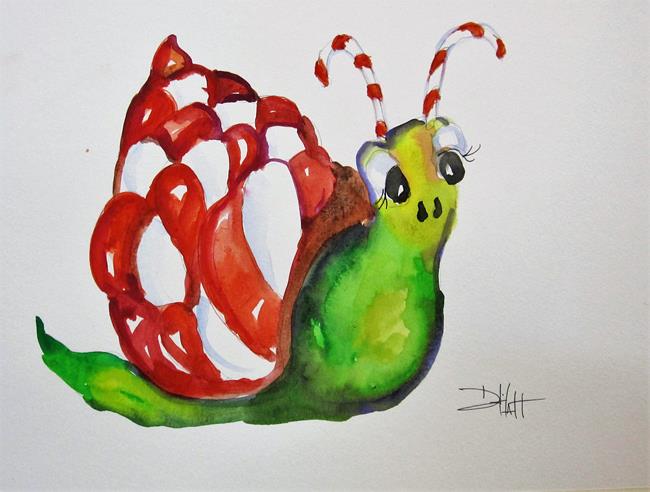 Art: Candy Cane Snail by Artist Delilah Smith