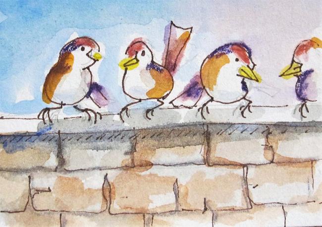 Art: Birds on a Wall No. 2 by Artist Delilah Smith