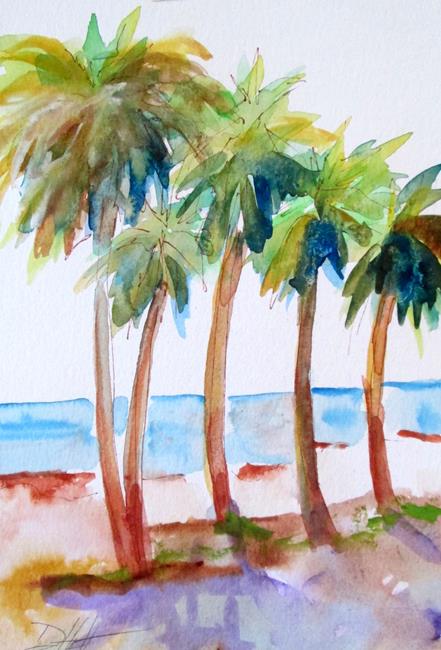 Art: Palm Trees on the Oceans by Artist Delilah Smith