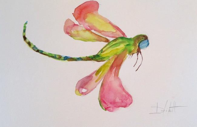 Art: Pink Winged Dragonfly by Artist Delilah Smith