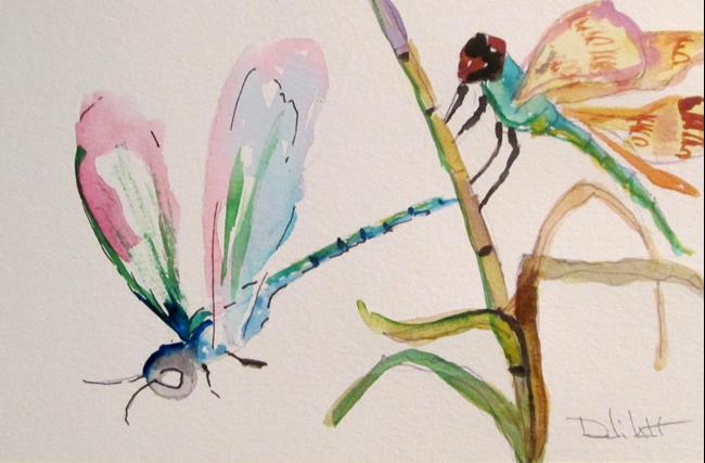 Art: Two Dragonflies by Artist Delilah Smith