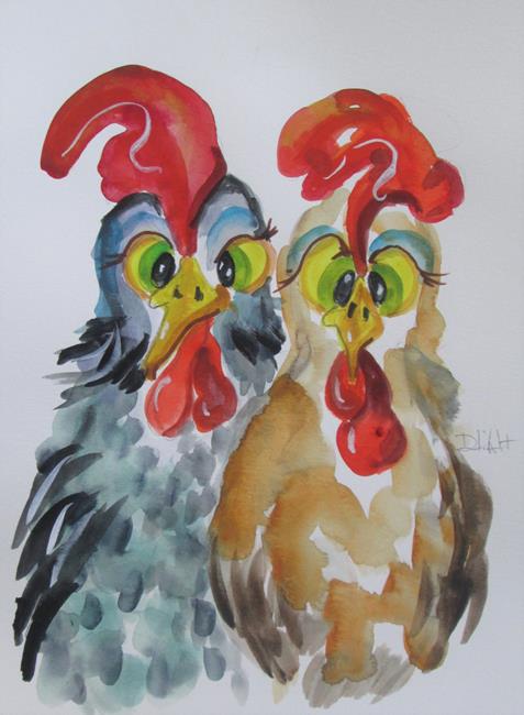Art: Two Cross Eyed Chickens No. 2 by Artist Delilah Smith