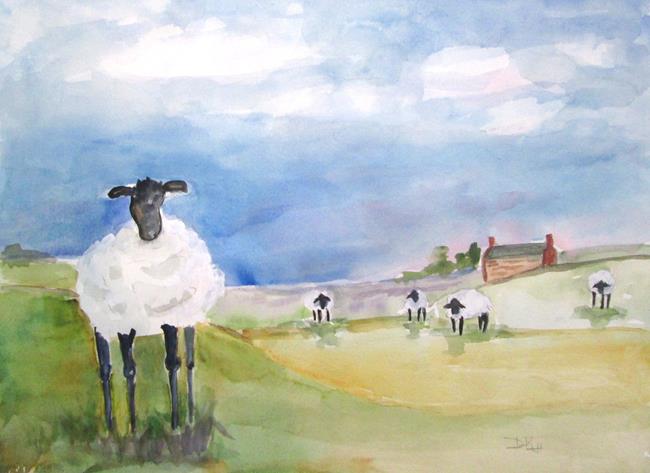 Art: Sheep in the Field by Artist Delilah Smith