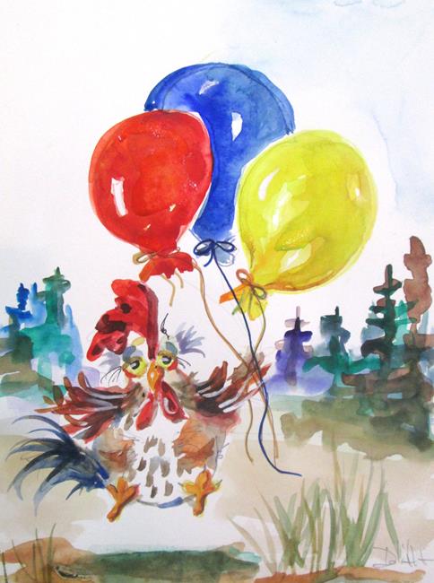 Art: Chicken and Balloon by Artist Delilah Smith