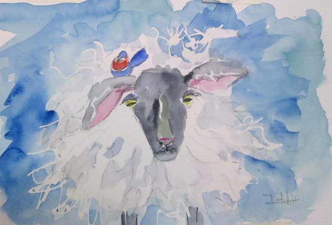 Art: Sheep and Bird by Artist Delilah Smith