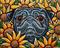 Art: Sunflower Pug 2016 by Artist Melinda Dalke