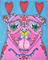 Art: pink pug & hearts.jpg by Artist Melinda Dalke