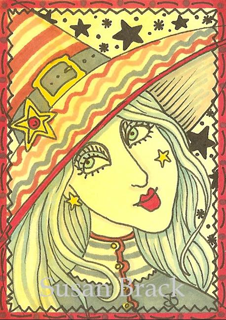 Art: SMILES ARE FREE - WITCH & STRIPES by Artist Susan Brack