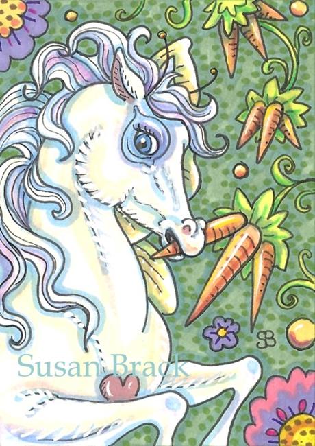 Art: CARROTS ON THE VINE A HORSEFLY FAVORITE by Artist Susan Brack