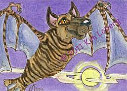 Art: Bridle Great Dane - Bat Dog! by Artist Kim Loberg