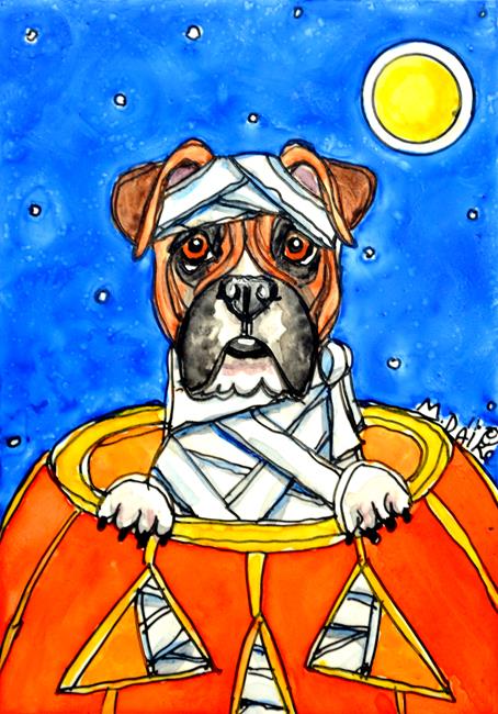 Art: boxer mummy 1.jpg by Artist Melinda Dalke