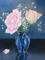 Art: Cobalt vase and roses by Artist Heather M. Mathieson