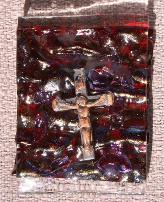 Art: Fused glass encased cross by Artist Deborah Sprague