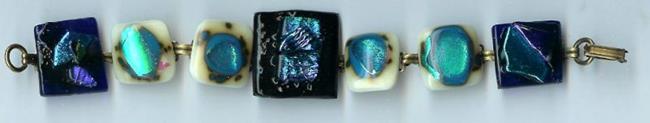 Art: Fused Glass Blue Bracelet by Artist Deborah Sprague