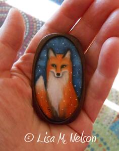 Detail Image for art Red Fox in Winter Brooch Pendant