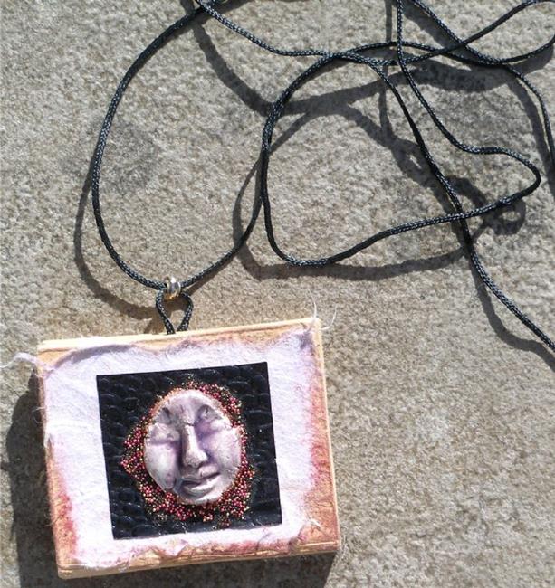 Art: Face Shard photo necklace by Artist Deborah Sprague