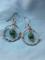 Art: Wirework Earrings Green Bead by Artist Shoshana Avramovitz