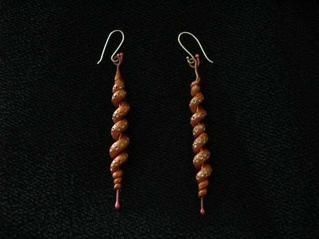 Art: Coppered Coil Earrings by Artist Sherry Key