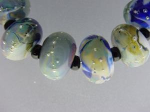 Detail Image for art BG Morrow LAMPWORK Handmade 14-15mm Glass 10 Beads D309  