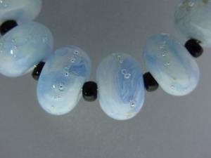 Detail Image for art BG Morrow LAMPWORK Handmade 14-15mm Glass 10 Beads D369  