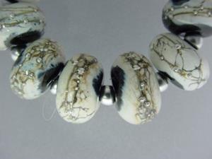 Detail Image for art BG Morrow LAMPWORK Handmade 13-15mm Glass 10 Beads D348  