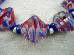 Detail Image for art Ambrosia Arts *4th OF JULY* Lampwork 7 Beads Handmade - SOLD