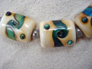 Detail Image for art Ambrosia *WATER TWISTS* Lampwork 7 Beads Handmade - SOLD