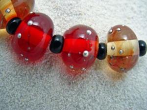 Detail Image for art Ambrosia *SILVER WRAPS 6* Lampwork 7 Beads Handmade - SOLD