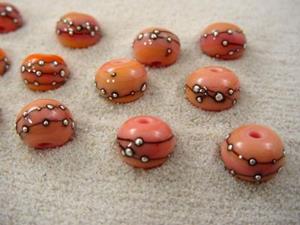 Detail Image for art Ambrosia SILVER WRAPS 34 - 9 mm Lampwork 7 Beads Handmade