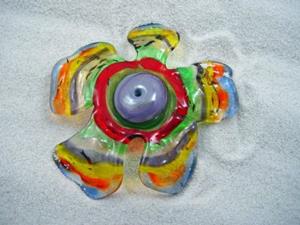 Detail Image for art Ambrosia *RAINBOW FLOWER* Lampwork FOCAL Bead Handmade 