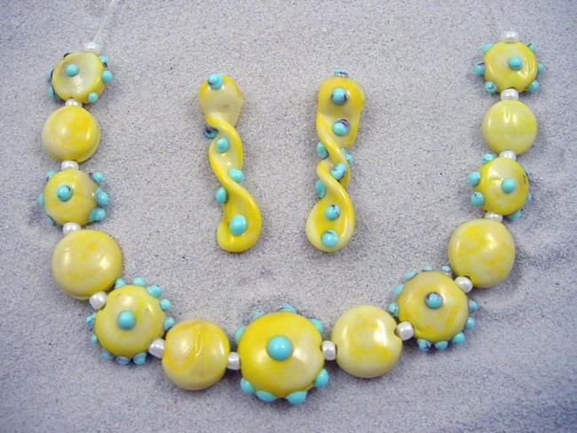 Art: Ambrosia *BANANA CREAMS* Lampwork 15 Beads Handmade - SOLD by Artist Bonnie G Morrow