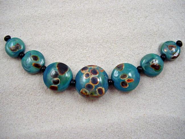 Art: Ambrosia *NYX RAKU SPREES* Lampwork 7 Beads Handmade - SOLD by Artist Bonnie G Morrow