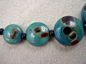 Detail Image for art Ambrosia *NYX RAKU SPREES* Lampwork 7 Beads Handmade - SOLD