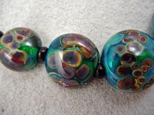 Detail Image for art Ambrosia *GAIA RAKU SPREES* Lampwork 7 Beads Handmade - SOLD
