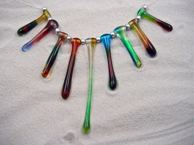 Art: Ambrosia * RAINBOW DROPS* Lampwork 9 Beads Handmade - SOLD by Artist Bonnie G Morrow