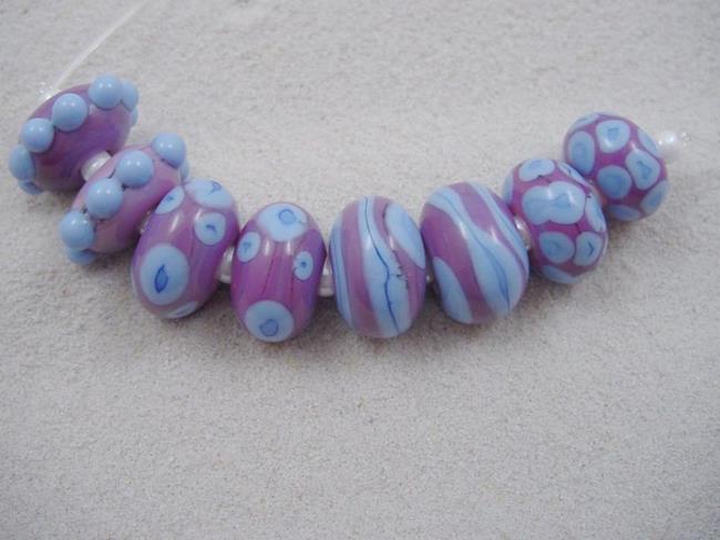 Art: Ambrosia *PURPLE ROUNDS* Lampwork 8 Beads Handmade - SOLD by Artist Bonnie G Morrow
