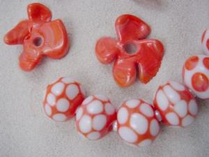 Detail Image for art Ambrosia *PERSIMMON PASSION* Lampwork 20 Beads Handmade - SOLD