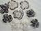 Art: Ambrosia *BLACK WHITE PINWHEELS* Lampwork 9 Beads Handmade - SOLD by Artist Bonnie G Morrow