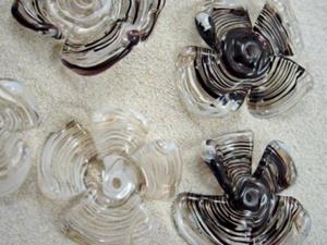 Detail Image for art Ambrosia *BLACK WHITE PINWHEELS* Lampwork 9 Beads Handmade - SOLD