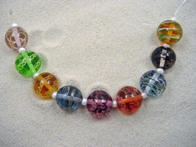 Art: Ambrosia *MARBLE BEADS 1* Lampwork 9 Beads Handmade - SOLD by Artist Bonnie G Morrow