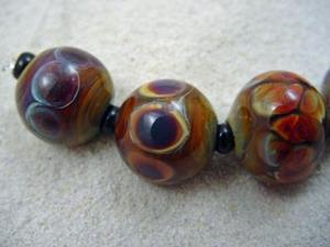 Detail Image for art Ambrosia *TERRA RAKU BALLS* Lampwork 7 Beads Handmade - SOLD